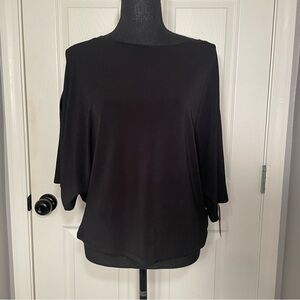 Rachel Roy Womens Top Black Cold Shoulder Half Sleeve Knit Blouse Size S. NWT